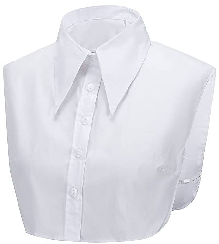 LoudSung Fake Collar Abnehmbare halbe Hemdbluse Falscher Kragen Großer spitzer Baumwollkragen Elegant für Frauen Mädchen