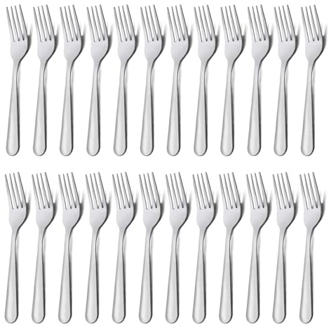 Unokit 24-Piece Stainless Steel Dinner Forks Silverware - 7.1 Inch Silver Dinner Forks Set of 24, Forks Set, Flatware Forks for Home, Kitchen or Restaurant, Mirror Polished, Dishwasher Safe