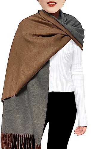 ehsbuy Bufanda de cachemira para mujer, mantones y envolturas de pashmina suaves, reversibles, largas, grandes, cálidas, gruesas, bufandas con borla para bodas, regalos de mujer