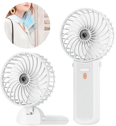 Lepwings Ventilateur portable, mini ventilateur USB rechargeable avec 4 vitesses et 16h d'autonomie, silencieux et pliable, ventilateur de cou pour maison, bureau, voyage, été - blanc