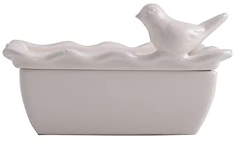 BABETRUE Soap Box Nordic Ceramic Draining Countertop Soap Dish Draining Double-layer with Lid Indoor Washbasin Bathroom Kitchen Soap Tray Tray Soap Holder