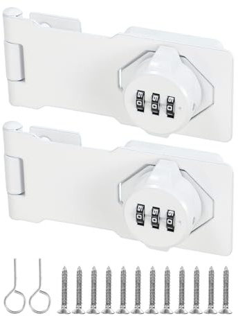PATIKIL Cerradura de Pestillo de Contraseña para Gabinete de 4.5 Pulgadas, 2 Piezas de Cerradura de Combinación de Seguridad de 3 Dígitos de 180 Grados, Color Blanco