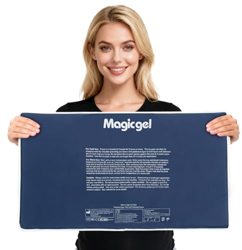 Magic Gel Extra Large Ice Pack for Back and Full Body - 59.7 cm x 38.1 cm (23.5 in x 15 in) - Use as Cold Compress for Relief - Ice Blanket for Sleeping - Reusable Ice Pad - Grey