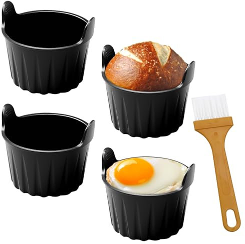 4 stampi in silicone per friggitrice ad aria calda, antiaderenti, stampo per uova, inserto in silicone riutilizzabile, accessorio per friggitrice ad aria, cottura e budino