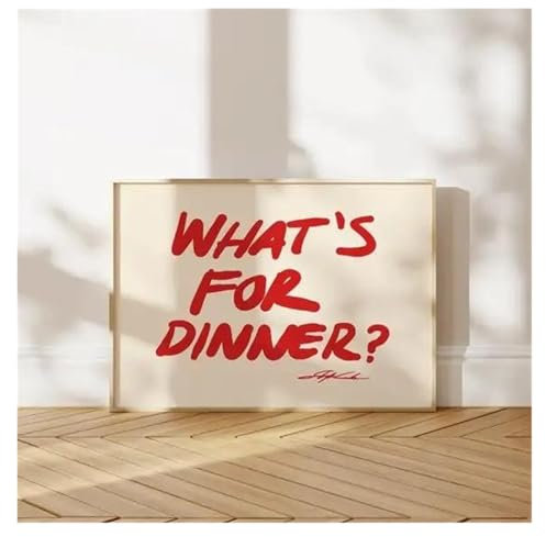 BYAMBD Leinwandbilder Kunstdruck What is for Dinner ? Druckgrafik Ästhetischer Kunstdruck Küche WandKunst Dekoration Minimalistisches Rahmenloses Leinwandgemälde(40x60cm)