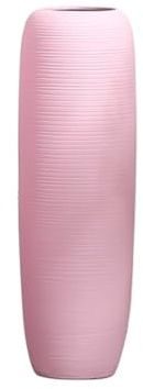 XDAWQP Grande Vaso Decorativo da Pavimento Alto - Vaso in Ceramica a Strisce per Arredamento Minimalista in Stile Fattoria, portafiori Perfetto per Soggiorno,Pink 20x60cm