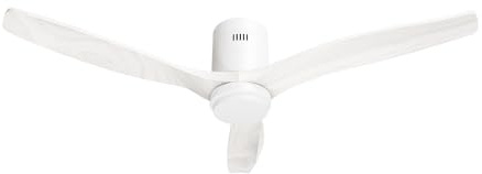 Hombli Smart Deckenventilator mit LED-Licht, warmweiß, kaltweiß, dimmbar, Appsteuerung WLAN, 132 cm, leise 35W Motor, Räume bis 12 qm - Holzoptik Weiß