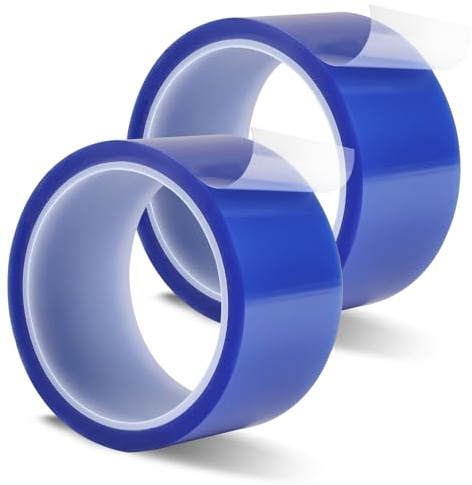 EXLECO 2 Rollos Cinta Termica Sublimacion Azul 50mm x 33m, Cinta Adhesiva de Alta Temperatura Cinta Kapton Cinta in PET Resistente al Calor sin Residuos para Impresión Electrónica, Enmascarar, Soldar
