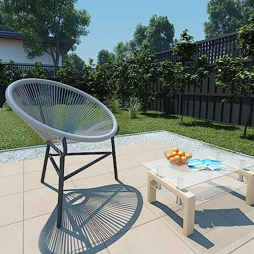 HaoChrymec Chaise de Jardin, en Rotin Synthétique Résine Tressée, Design Moderne, Résistant aux Intempéries, Fauteuil Jardin Exterieur, Chaise Exterieur Terrasse,Couleur Gris, 69 x 66 x 87 cm