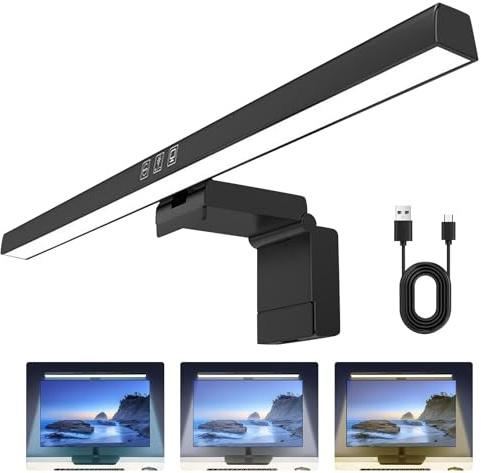 Behogan Computer Monitor Lampe mit Touch Control, 3 Light Modes Monitor Lamp Bar, Touch Adjustable USB LED Monitore Light, Computer Screen Schreibtischlampe, Bildschirmlampe Eye Care für Home Office