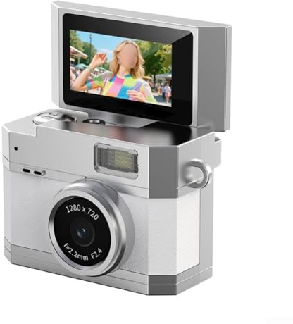 Digital Camera, 0.96’’ Screen Retro Small Keychain Camera, 200MAh For Adults Kids Travel & Vlogs Study Recording(White)