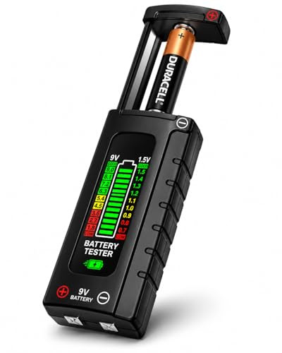 ONYXX E Digital Battery Tester with Easy Read LCD Display – Universal Household Battery Checker for AA AAA C D 9V 1.5V Cells – No Battery Required – Portable Battery Testing Tool