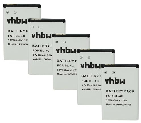 vhbw 5x batteria compatibile con Olympia Outdoor Free smartphone cellulare (900mAh, 3,7V, Li-Ion)