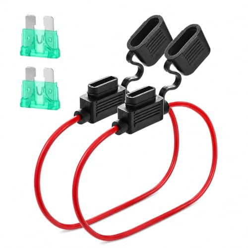 Inline Fuse Holder 12AWG Waterproof 12–24V 30A Blade Fuse Set 2 PCS | 12–24V Inline Fuse Holder Set – 12AWG Heavy Duty Wiring with ATC ATO 30A Blade Fuse Protection for Automotive Marine LED