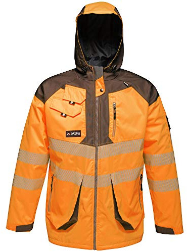 Regatta TRA340MD7BV Tactical Hi-Vis Parka Jacket, Size Medium, Orange/Grey