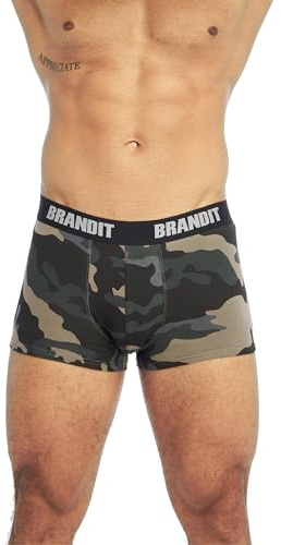 Brandit Boxer Shorts Logo 2 Pack, Farbe: darkcamo+Black, Größe: XL