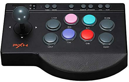 PXN 0082 Arcade Fight Stick, 8-Tasten Gaming Fighting Joystick, Street Fighter Arcade mit Turbo und Makro Tasten, Fighting Game Controller für PS3, PS4, Xbox, Switch, PC Window