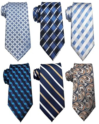 Wehug Lot 6 PCS Men's Ties Silk Tie Woven Necktie Jacquard Neck Ties Classic Ties For Men EU-Lot6-tie022