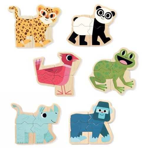Djeco 33126 Magnéticos Mixanimo Sterne Holzpuzzle, bunt, S