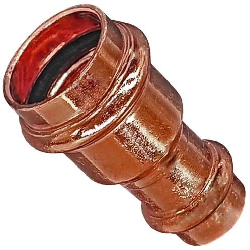 MegaHaustechnik Reduzierung 18x15 Pressfitting aus Kupfer für Kupferrohr-Außendurchmesser 18 auf 15mm reduziert zum Verpressen V-Kontur, Trinkwasser geeignet, 2415.2 Reduktion Übergang