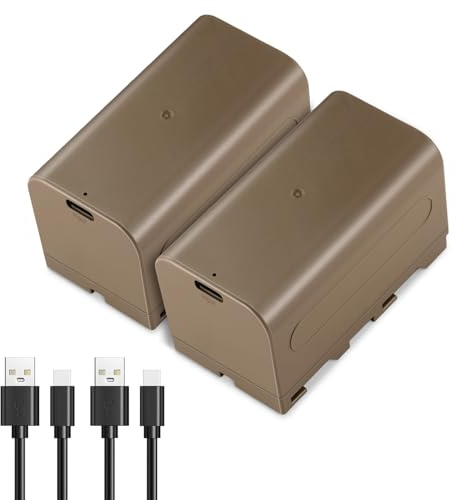 NEEWER 2Pcs NP-F750 7000mAh Replacement Batteries, 5.4Hrs Full Charge Time with USB Type C Port/Cable, Rechargeable Camera Camcorder Video Light Monitor Battery for Sony NP-F550 F750 F950 F970