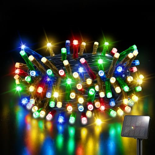FFZZKJ Solar Christmas Lights Outdoor Garden 50LED 5M 16.4FT Garden Lights Solar Powered Waterproof 8 Modes for Patio/Yard/Tree/Gazebo/Terrace/Party/Wedding - Multi-Coloured
