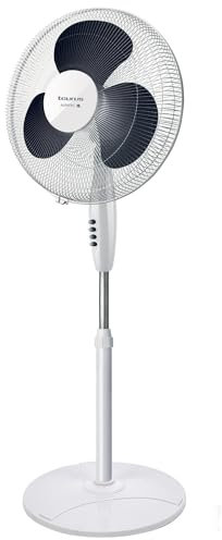 Taurus Greco 16CR Pure - Ventilatore da terra - 40 W, base rotonda, sistema di oscillazione, inclinazione regolabile, 3 pale, 3 velocità, altezza regolabile 110-125 cm, facile da pulire