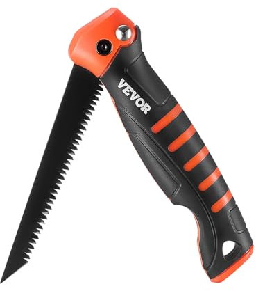 VEVOR Folding Jab Saw, 5 in Foldable Keyhole Saw with Soft Grip Handle, Folding Drywall Hacksaw with Triple Ground Teeth and Sharp Tip, for Drywall, Wood, PVC Pipes, Thin Sheets, Wall Panels
