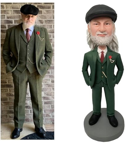 Personalisierte Wackelkopf-Figuren, Maßgeschneiderte Vollsatz Handgefertigte Benutzerdefinierte Weiche Puppe Figur Statue, Vatertags Muttertag Weihnachten Valentinstag Statue Geschenke (A:18cm)