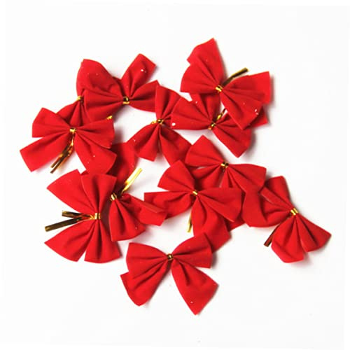 LABRIMP 36 Piezas Adornos de Lazo para Árbol de Navidad Rojo Dorado y Plateado Decoración Colgante para Fiestas Navideños