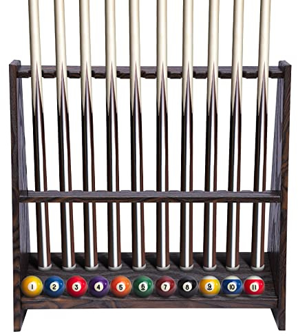 Wulimasun Support de Queue de Billard,8 Trous Multifonctionnel en Bois Porte Queue Billard Montage au Sol Pour Baguettes,Pour Centre de Divertissement de Gym (10 Trous)