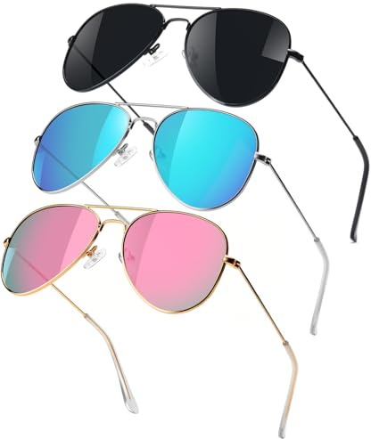 SEKKAF Polarized Aviator Sunglasses for Boys Girls Classic Lightweight Metal Frame Sun Glasses UV400 Protection Lens