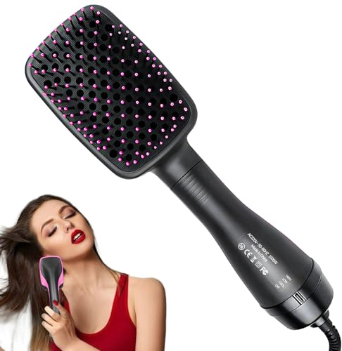 Wavy Chic Hair Dryer Brush 3-in-1, One Step Blow Dryer & Hair Straightener Brush with Negative Ion, Lightweight Design with 3 Heat Settings, Tangle-Free Swivel Cord, Blow Dry & Smooth All Hair Types
