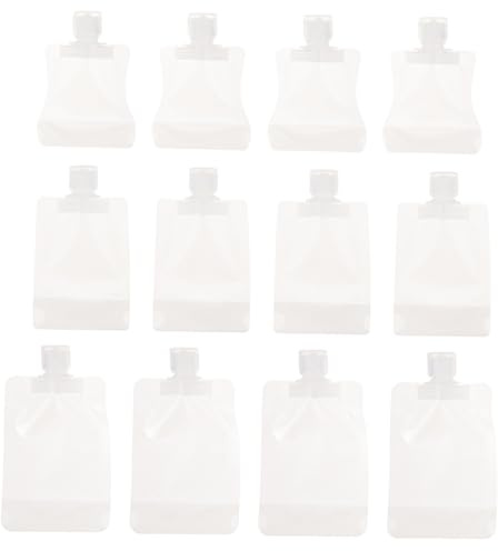 PLAFOPE 12 piezas Bolsas Dispensadoras de Loción para Viaje Reutilizables con Boquilla de Succión Ahorro de Espacio para Mochilas y Bolsas de Gimnasio Capacidad
