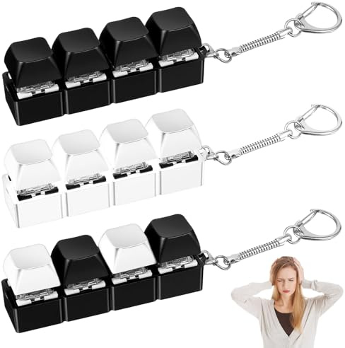 GmwyCzV 3 st anti-stress-tangentbord, krispig vid beröring, 4 tangentbordsknappar, döda tid, fidgetleksaker, tangentbordsnycklar, för resor, dekorationsobjekt, originalgåvor