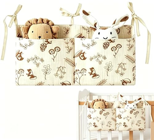 DiiWmme 2-in-1 Organizer Babybett, mit 2 Taschen (Blätter Eichhörnchen)