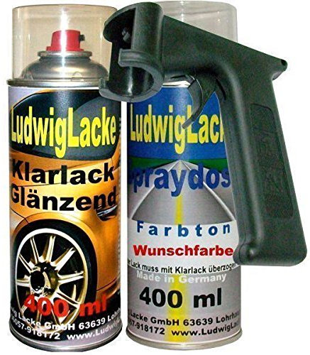 LudwigLacke Wunschfarben Set 1x Autolack 1x Klarlack je 400ml & Haltegriff