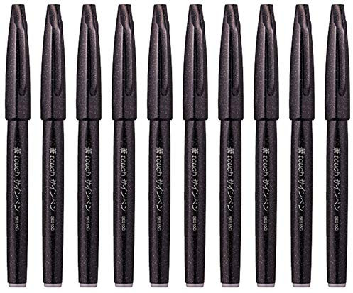 Pentel Fude Brush Sign Pen - Black - 10 Pack