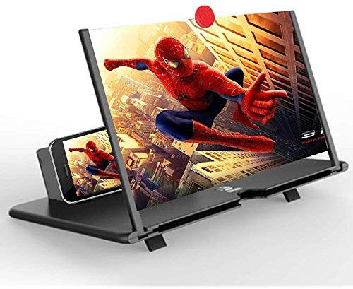 Screen Magnifier Mobile Projector Smartphone 12 3D HD Magnifier Support iPhone X / 8/8 Plus / 7/7 Plus / 6 / 6s / 6 Plus / 6s Plus and All Other Smartphones (Black)