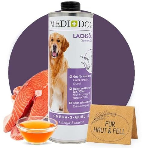 MEDIDOG Premium Lachsöl – 1000 ml – zur Haut- und Fellpflege für Hunde, mit Omega-3-Fettsäuren
