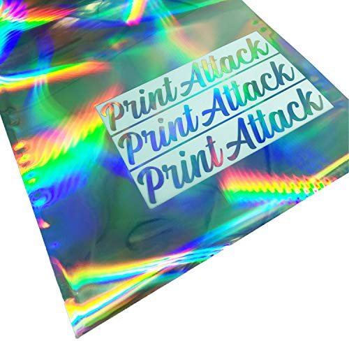 PrintAttack P052 plottfolie oljeslick hologram Din A4-set (21 cm x 29,7 cm) | Glittereffekt | Plotterfolie | Hantverksfolie | Rainbow | Holografisk holo-folie (5 ark DIN A4)