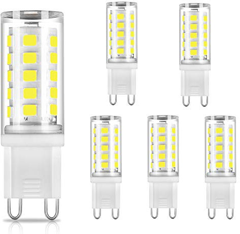 CHEERBEE LED G9 Bianco Freddo, 3W Equivalente a Lampadine Alogene da 28W-40W, Senza Sfarfallio, 350 Lumen, 6000 Kelvin, 220V-240V, Non Dimmerabile, 5 pezzi