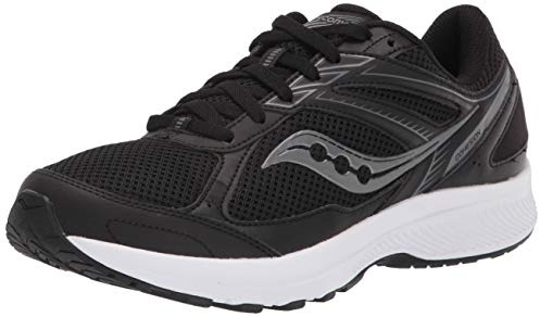 Saucony Men's Cohesion 14 Running Shoe, Black/White, 11 Wide