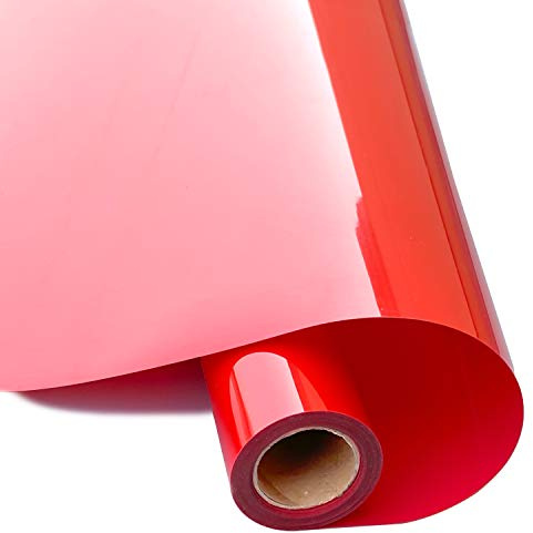 Mauts Heat Transfer Vinyl Roll, Red Heat Transfer Paper, Permanent Adhesive HTV Iron On Vinyl, Backed Vinyl Roll for DIY T-Shirts, Hat, Clothing, Birthdays, Silhouette Cameo, Letters 12”x5ft