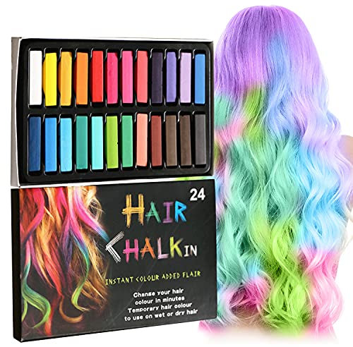 Thnkstaps Hair Chalk Comb 24 Colori Gesso per Capelli Gessetti per Capelli Temporanea Hair Chalk Colorazioni per Capelli per Bambini Capelli Tintura ideali per Party Natale e cosplay