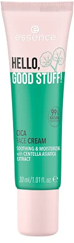 essence HELLO, GOOD STUFF! CICA FACE CREAM, Tagescreme, Weiss, feuchtigkeitsspendend, pflegend, natürlich, für trockene Haut, vegan, ölfrei, ohne Alkohol, ohne Parabene, 1er Pack (30ml)
