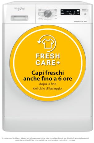 Whirlpool FFS P85 IT, Lavatrice a carica frontale, 8kg, 1200Giri/min, bianco