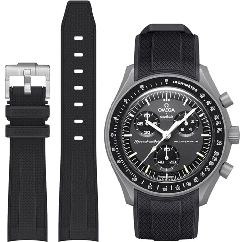 Stanchev Cinturino in silicone senza spazi per Omega x Swatch MoonSwatch Watch, cinturino di ricambio per orologio Omega x Swatch MoonSwatch Speedmaster da 20mm