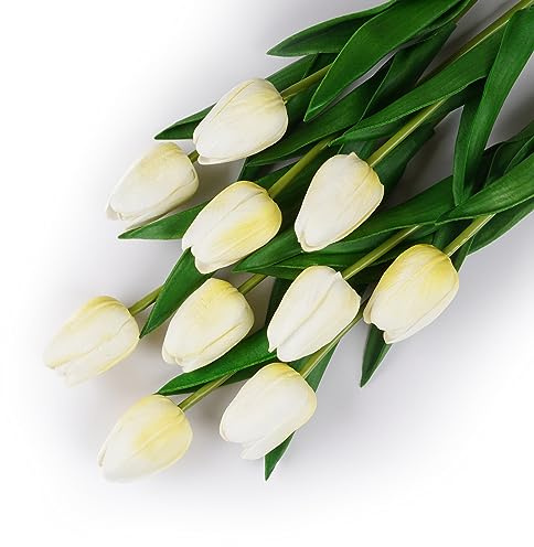 VaryFloral 10 Pezzi Fiori Finti Tulipani Artificiali Realistici Fiori Finti per Decorazioni Giallo Fiori Artificiali in Lattice Bouquet Sposa per Matrimonio Stanza Famiglia Interno DIY Decorazione