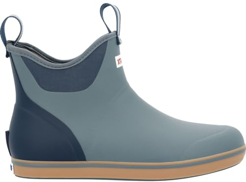 Xtratuf 6” Men’s Ankle Deck Boot - Size 10, Stormy Blue - Lightweight, 100% Waterproof Rubber Footwear - Non-Marking, Slip-Resistant Outsole - Moisture-Wicking Liner